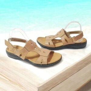 Clark's Collection Leisa Lakelyn Flat Sandal Brown Leather Women’s Size US 11W